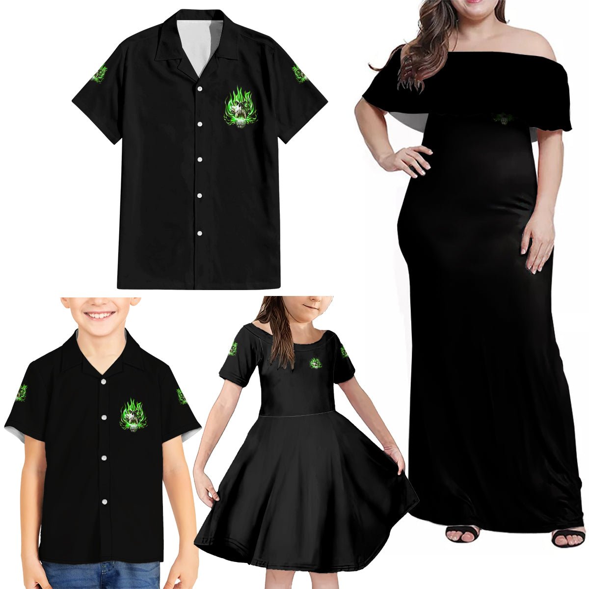 9 Of 10 Voices In My Head Fire Skull Family Matching Off Shoulder Maxi Dress and Hawaiian Shirt TS04 - The Mazicc - Dad's Shirt - Short Sleeve - S - Multicolor