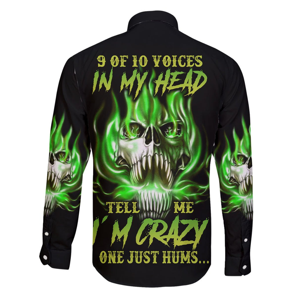 9 Of 10 Voices In My Head Fire Skull Family Matching Off Shoulder Short Dress and Hawaiian Shirt TS04 - The Mazicc - Dad's Shirt - Long Sleeve - S - Multicolor