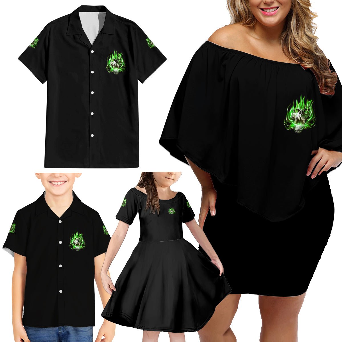 9 Of 10 Voices In My Head Fire Skull Family Matching Off Shoulder Short Dress and Hawaiian Shirt TS04 - The Mazicc - Dad's Shirt - Short Sleeve - S - Multicolor