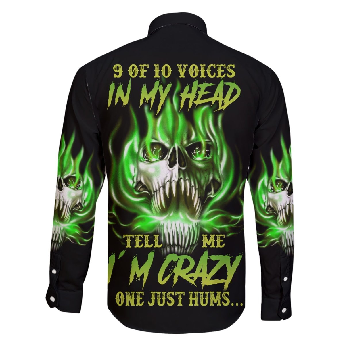 9 Of 10 Voices In My Head Fire Skull Family Matching Short Sleeve Bodycon Dress and Hawaiian Shirt TS04 - The Mazicc - Dad's Shirt - Long Sleeve - S - Multicolor