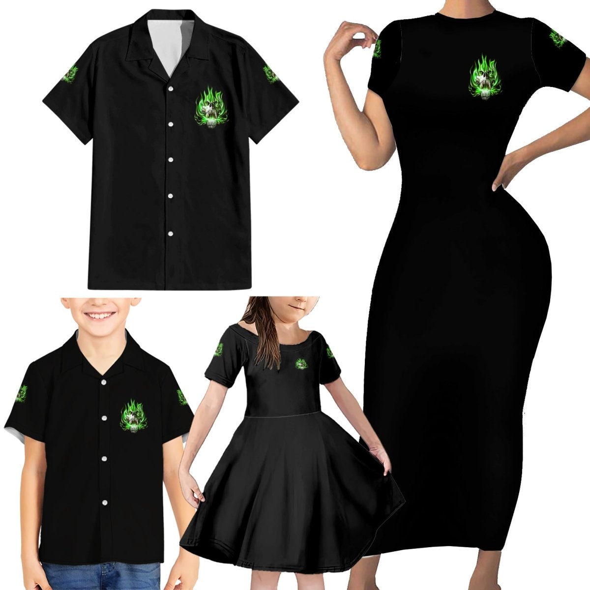 9 Of 10 Voices In My Head Fire Skull Family Matching Short Sleeve Bodycon Dress and Hawaiian Shirt TS04 - The Mazicc - Dad's Shirt - Short Sleeve - S - Multicolor