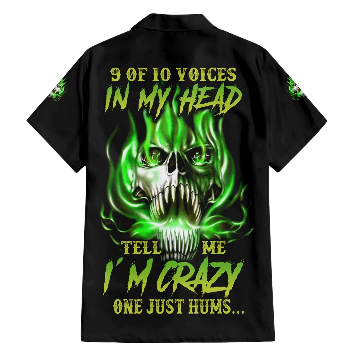 9 Of 10 Voices In My Head Fire Skull Family Matching Short Sleeve Bodycon Dress and Hawaiian Shirt TS04 - The Mazicc - Dad's Shirt - Short Sleeve - S - Multicolor