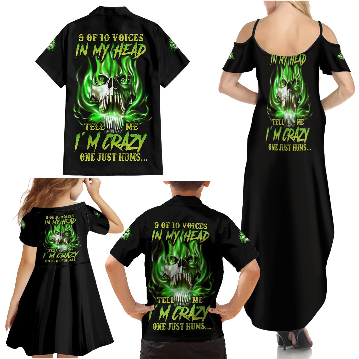 9 Of 10 Voices In My Head Fire Skull Family Matching Summer Maxi Dress and Hawaiian Shirt TS04 - The Mazicc - Dad's Shirt - Short Sleeve - S - Multicolor