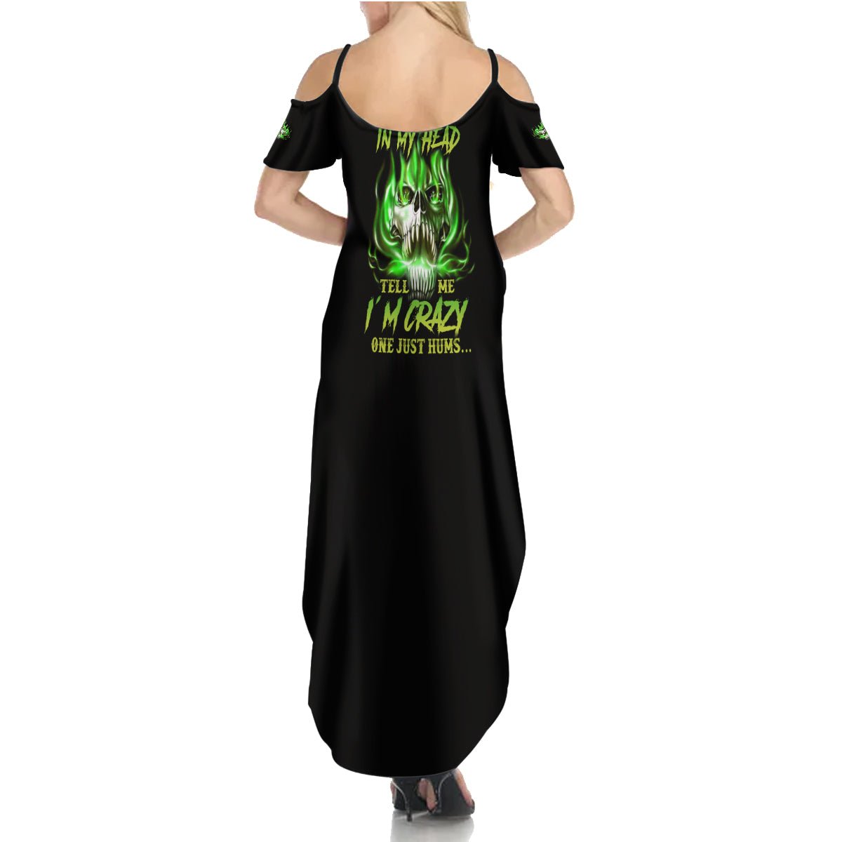 9 Of 10 Voices In My Head Fire Skull Family Matching Summer Maxi Dress and Hawaiian Shirt TS04 - The Mazicc - Mom's Dress - S - Multicolor