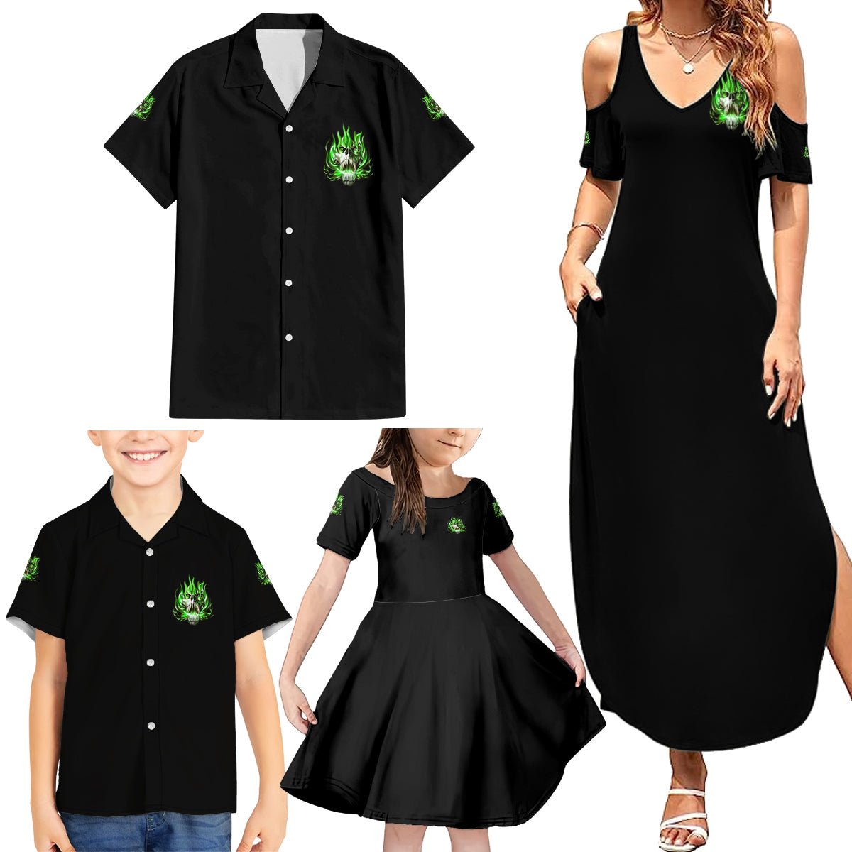 9 Of 10 Voices In My Head Fire Skull Family Matching Summer Maxi Dress and Hawaiian Shirt TS04 - The Mazicc - Dad's Shirt - Short Sleeve - S - Multicolor