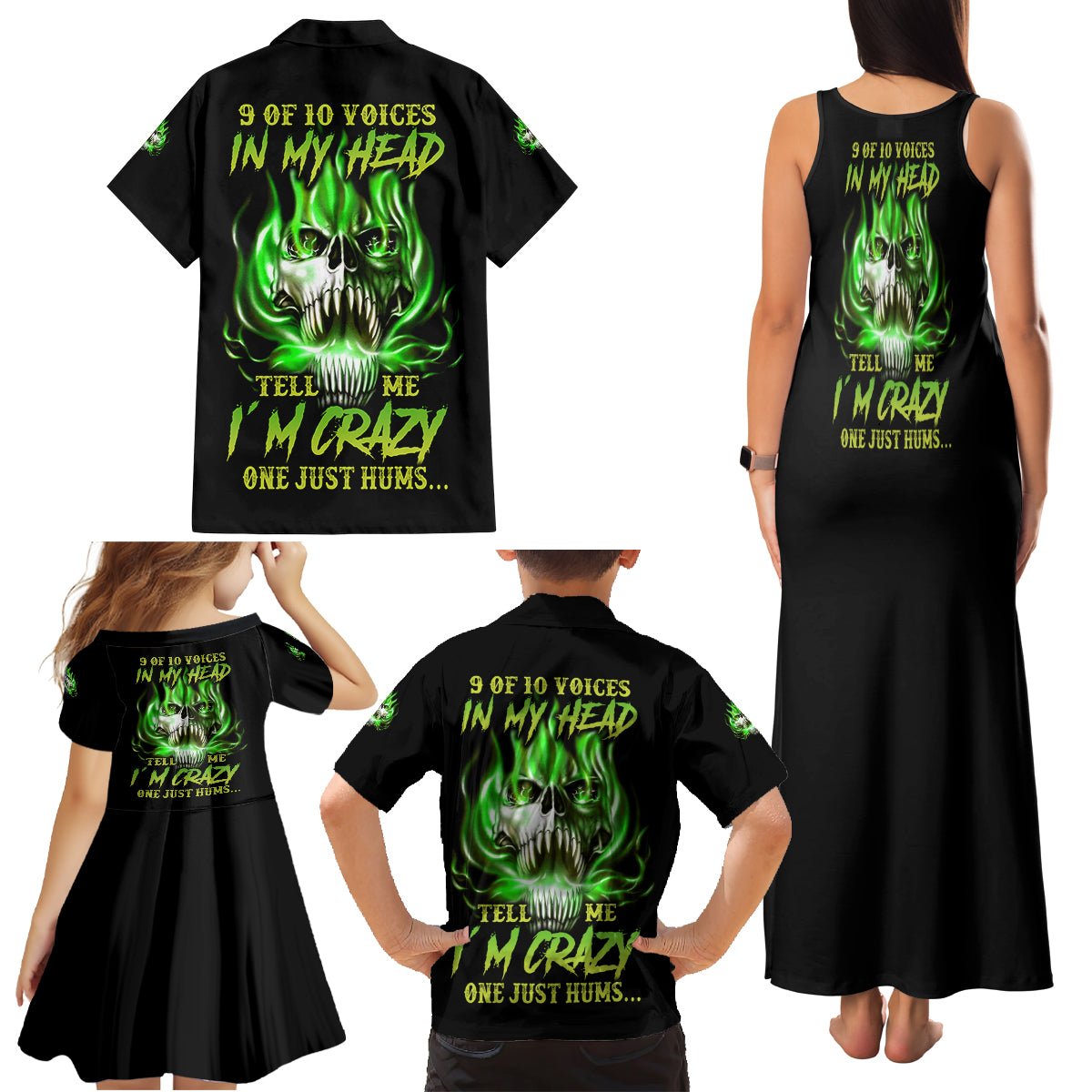 9 Of 10 Voices In My Head Fire Skull Family Matching Tank Maxi Dress and Hawaiian Shirt TS04 - The Mazicc - Dad's Shirt - Short Sleeve - S - Multicolor