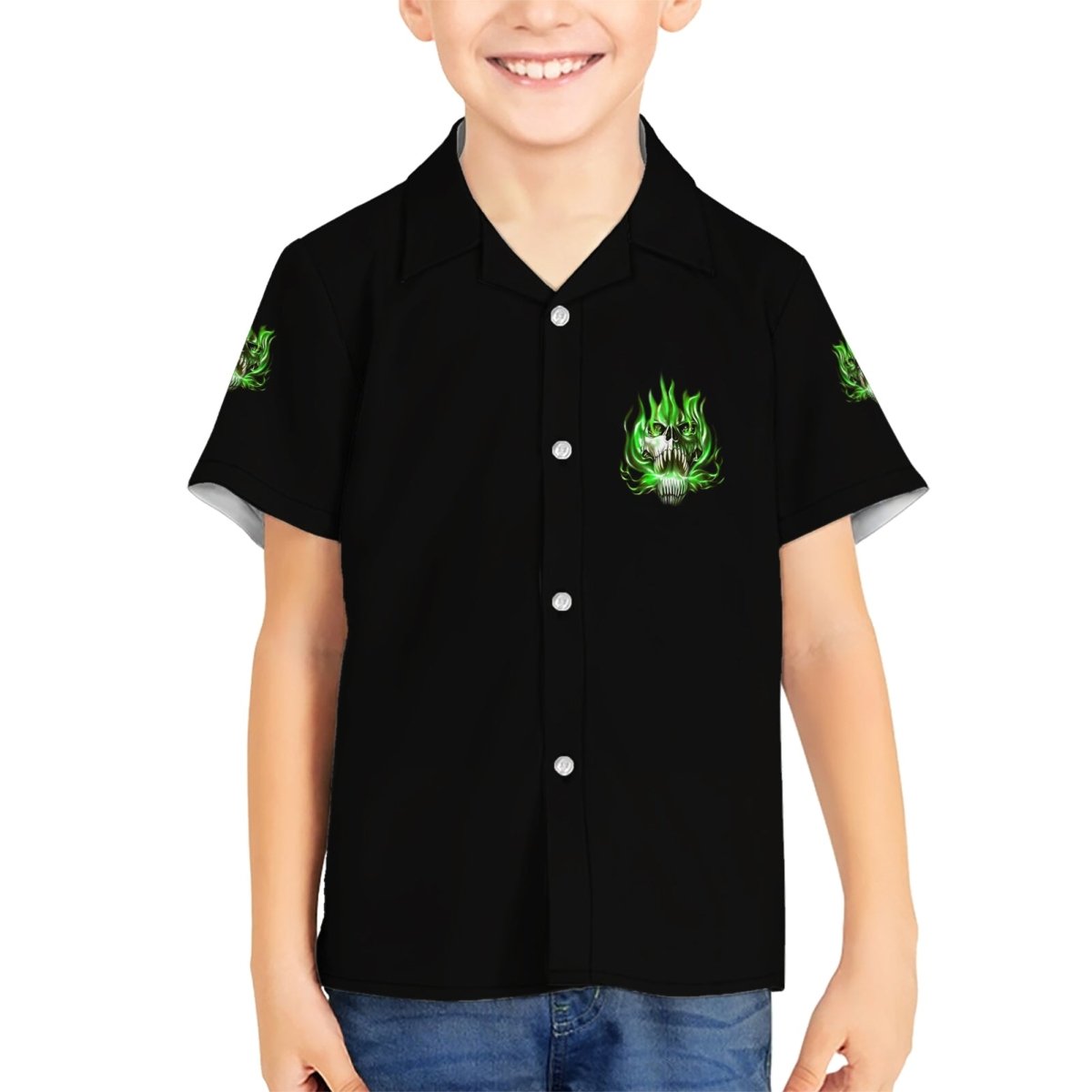 9 Of 10 Voices In My Head Fire Skull Kid Hawaiian Shirt TS04 - The Mazicc - Kid - 2 - Multicolor