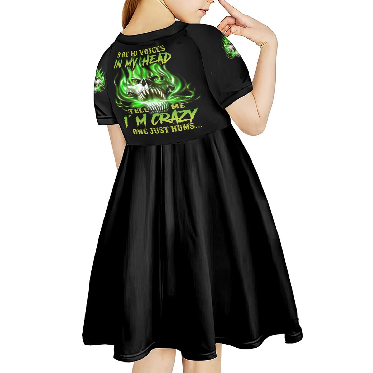 9 Of 10 Voices In My Head Fire Skull Kid Short Sleeve Dress TS04 - The Mazicc - KID - 4 - Multicolor