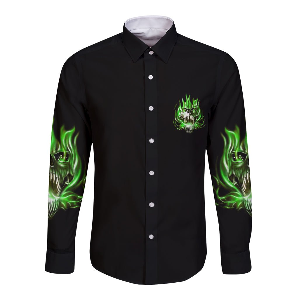 9 Of 10 Voices In My Head Fire Skull Long Sleeve Button Shirt TS04 - The Mazicc - Unisex - S - Multicolor