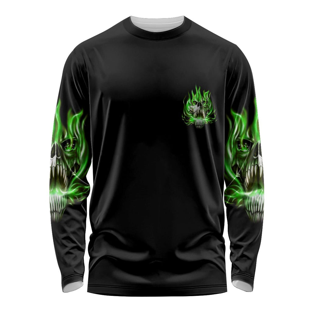 9 Of 10 Voices In My Head Fire Skull Long Sleeve Shirt TS04 - The Mazicc - Unisex - S - Multicolor
