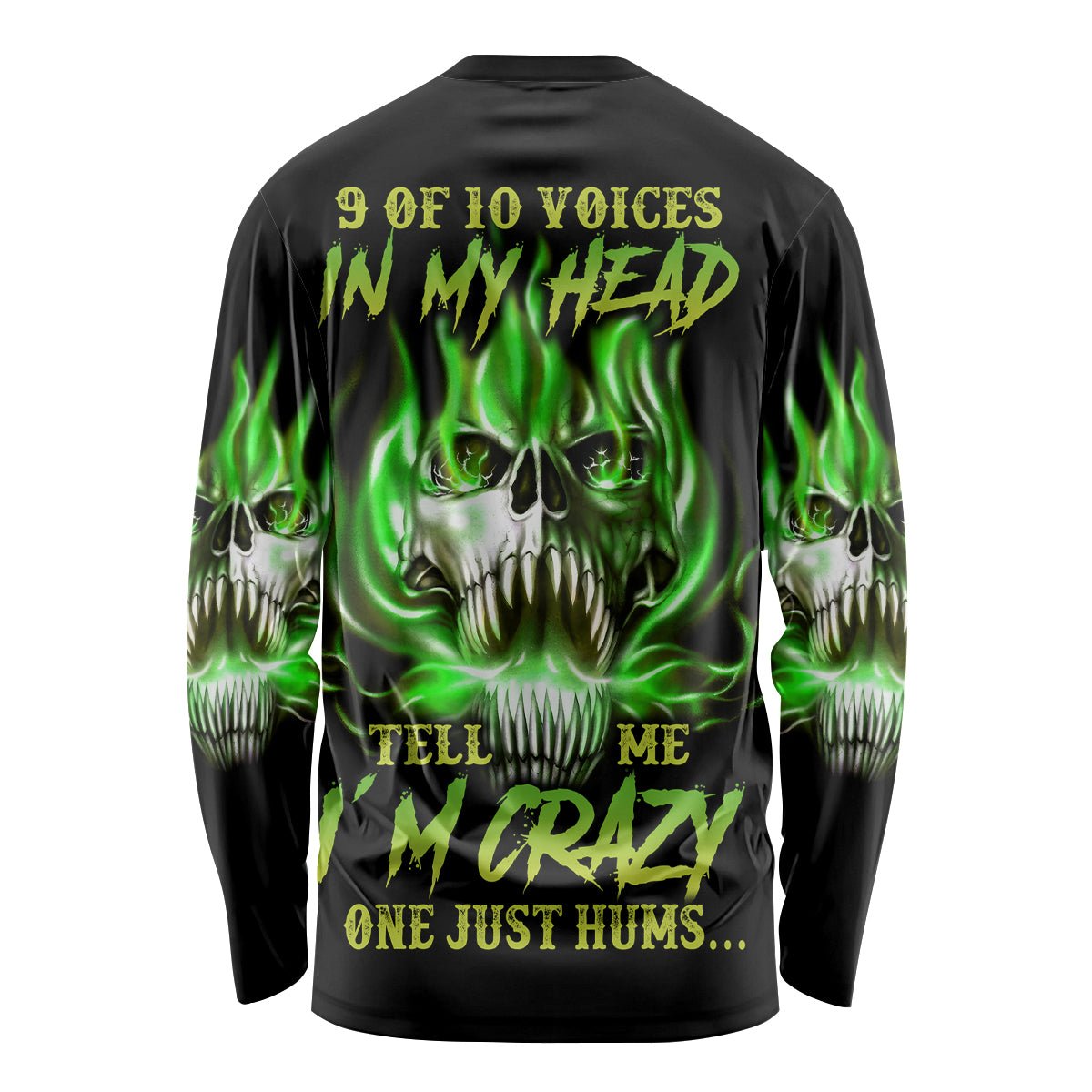 9 Of 10 Voices In My Head Fire Skull Long Sleeve Shirt TS04 - The Mazicc - Unisex - S - Multicolor