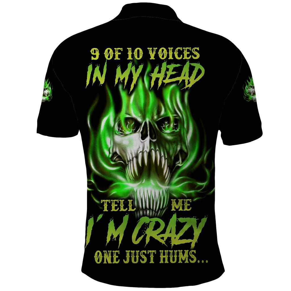 9 Of 10 Voices In My Head Fire Skull Polo Shirt TS04 - The Mazicc - Adult - S - Multicolor