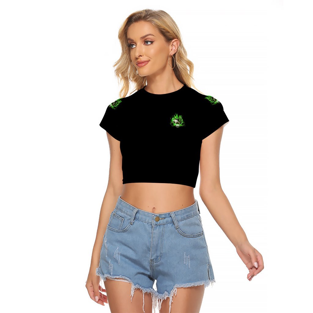 9 Of 10 Voices In My Head Fire Skull Raglan Cropped T Shirt TS04 - The Mazicc - Female - S - Multicolor