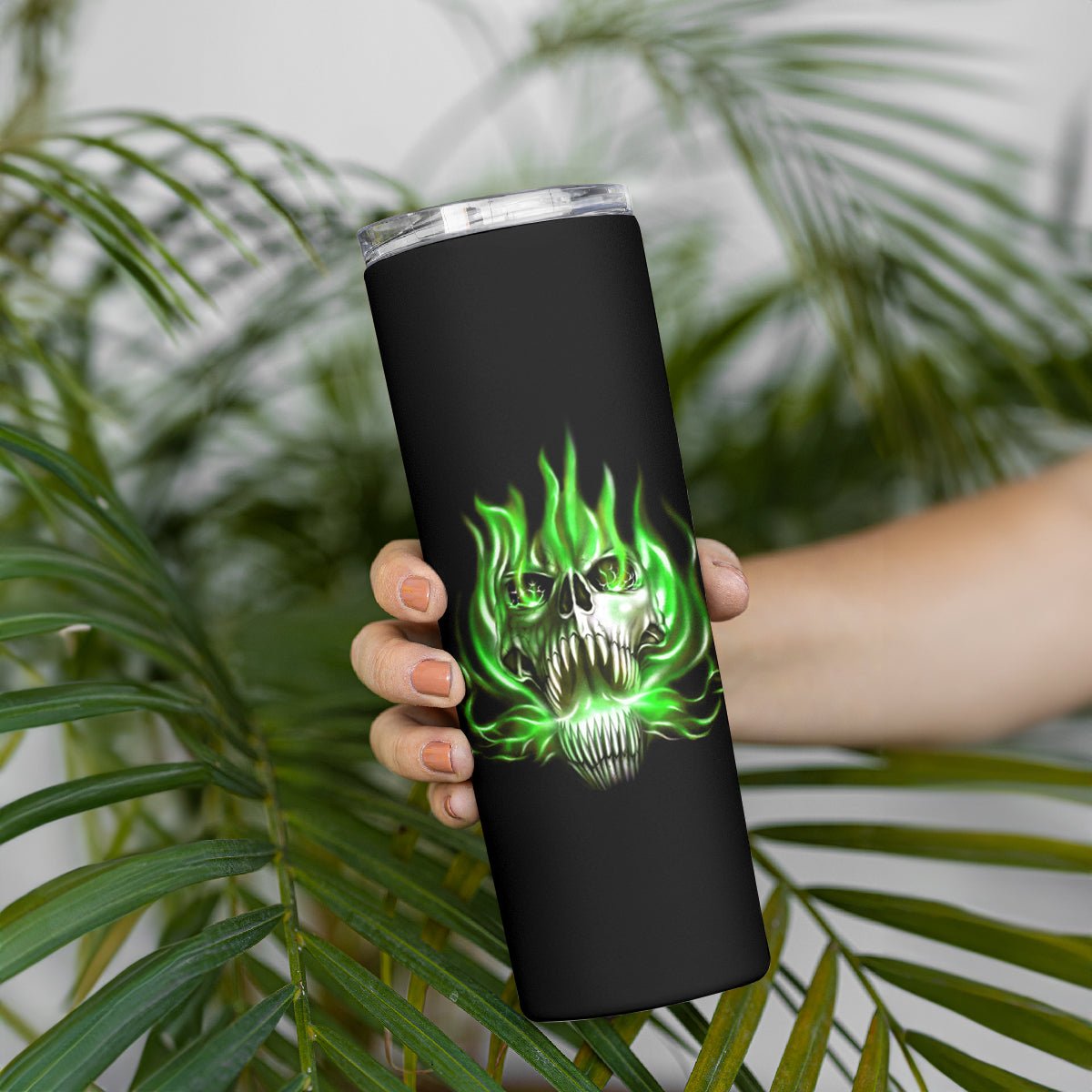 9 Of 10 Voices In My Head Fire Skull Skinny Tumbler TS04 - The Mazicc - 20oz - Multicolor -