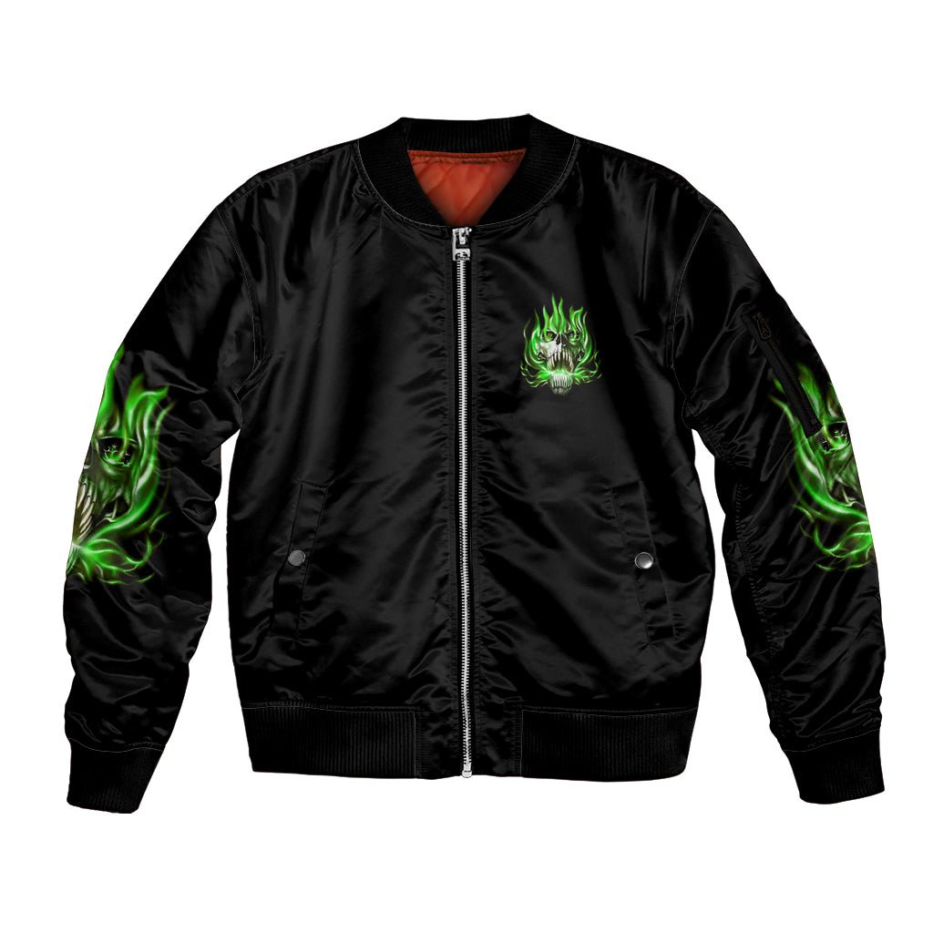 9 Of 10 Voices In My Head Fire Skull Sleeve Zip Bomber Jacket TS04 - The Mazicc - Unisex - S - Multicolor