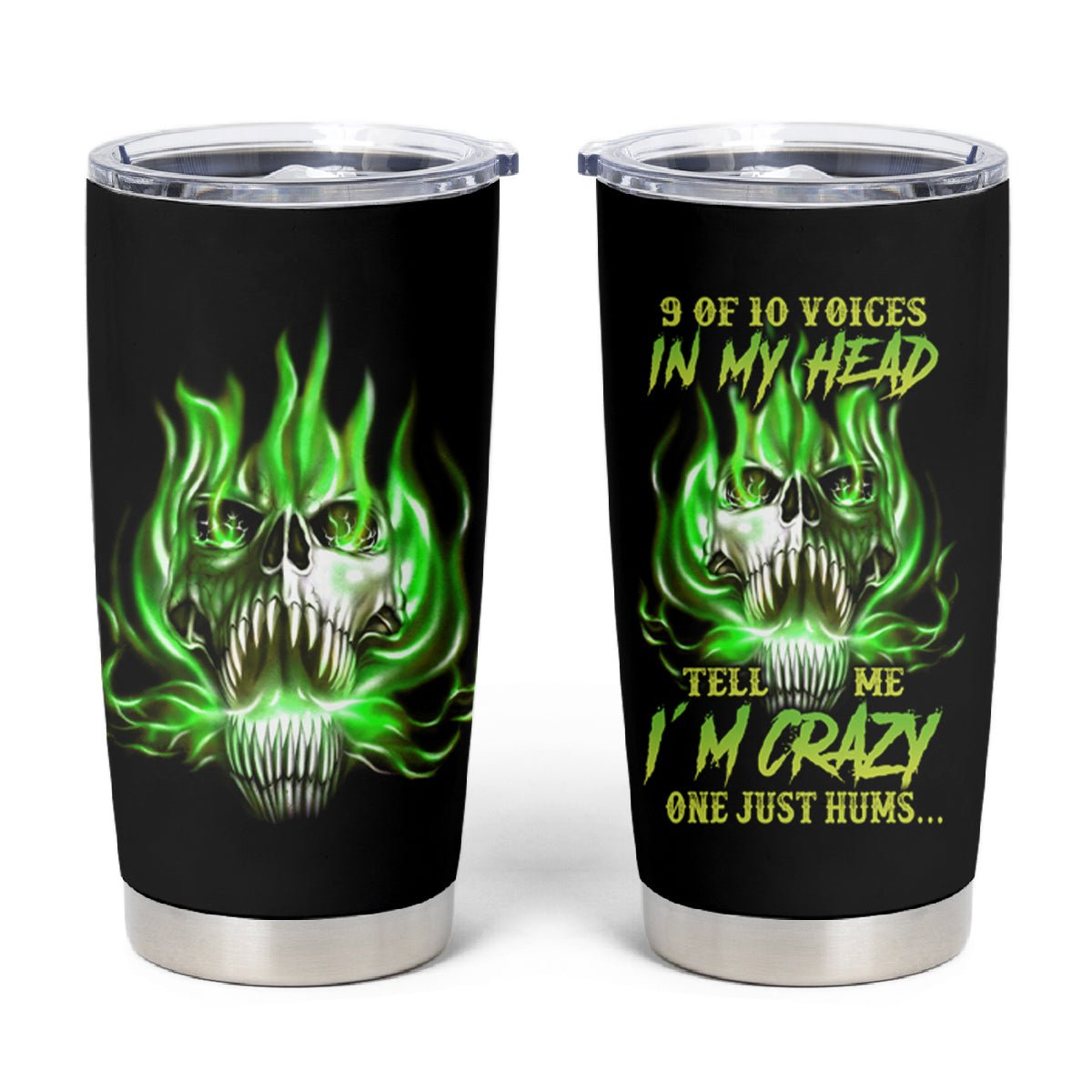 9 Of 10 Voices In My Head Fire Skull Tumbler Cup TS04 - The Mazicc - 20oz - Multicolor -