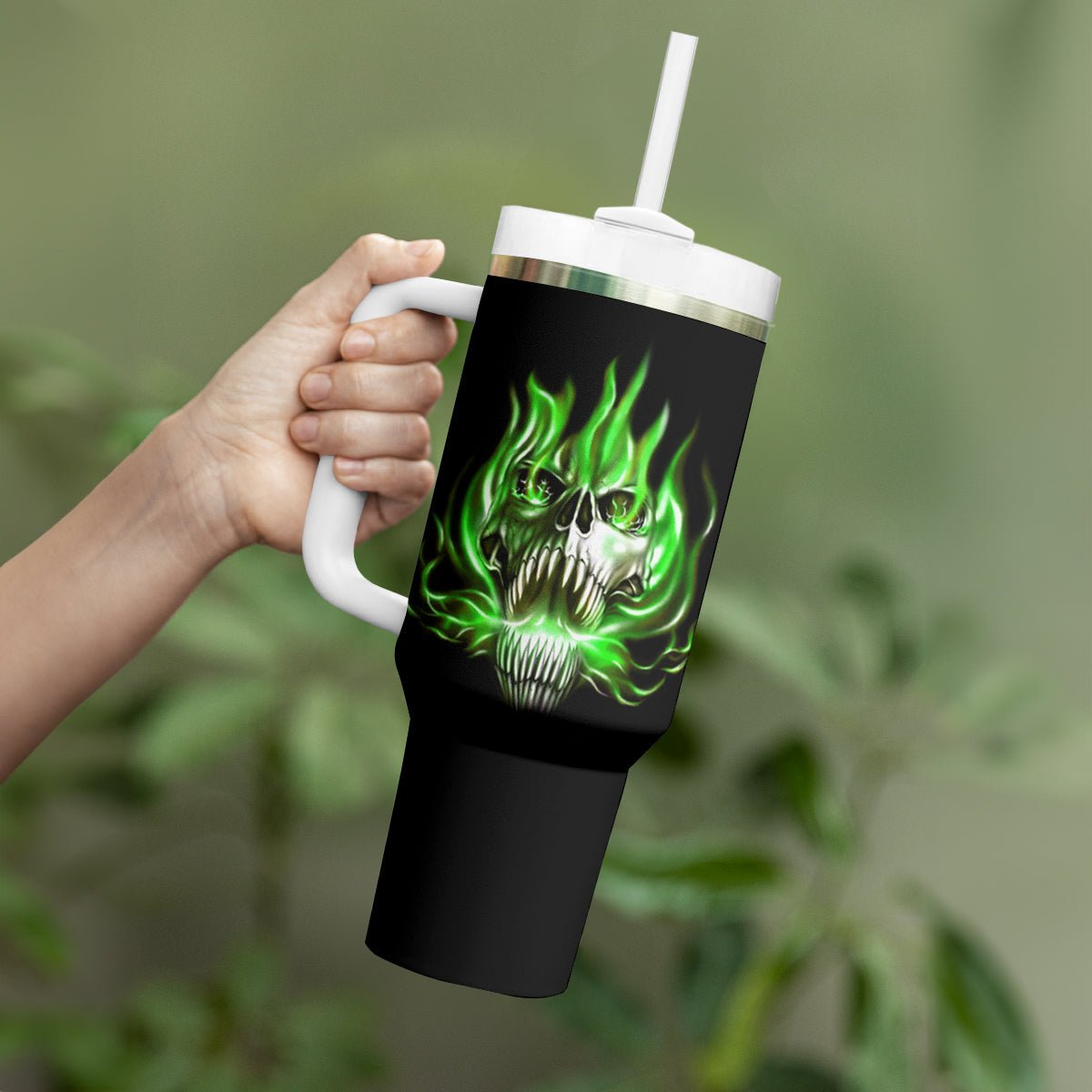 9 Of 10 Voices In My Head Fire Skull Tumbler With Handle TS04 - The Mazicc - One Size: 40 oz - Multicolor -