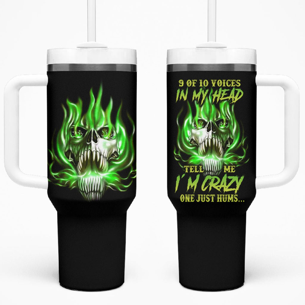 9 Of 10 Voices In My Head Fire Skull Tumbler With Handle TS04 - The Mazicc - One Size: 40 oz - Multicolor -