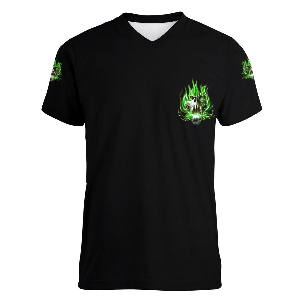 9 Of 10 Voices In My Head Fire Skull Women V Neck T Shirt TS04 - The Mazicc - Female - S - Multicolor
