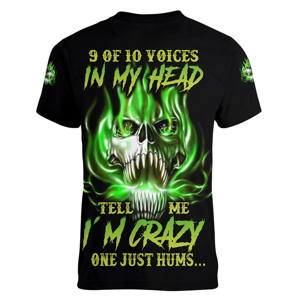 9 Of 10 Voices In My Head Fire Skull Women V Neck T Shirt TS04 - The Mazicc - Female - S - Multicolor