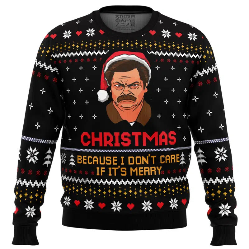 Christmas Because I Don’t Care Parks and Recreation Ugly Christmas Sweater