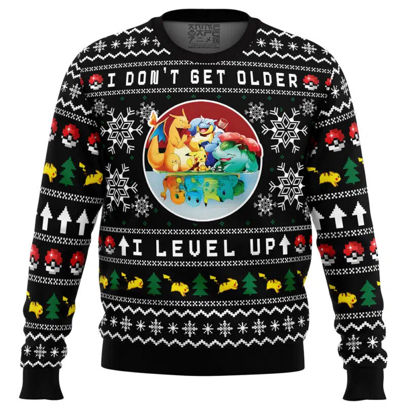 I Don’t Get Older I Level Up Pokemon Ugly Christmas Sweater