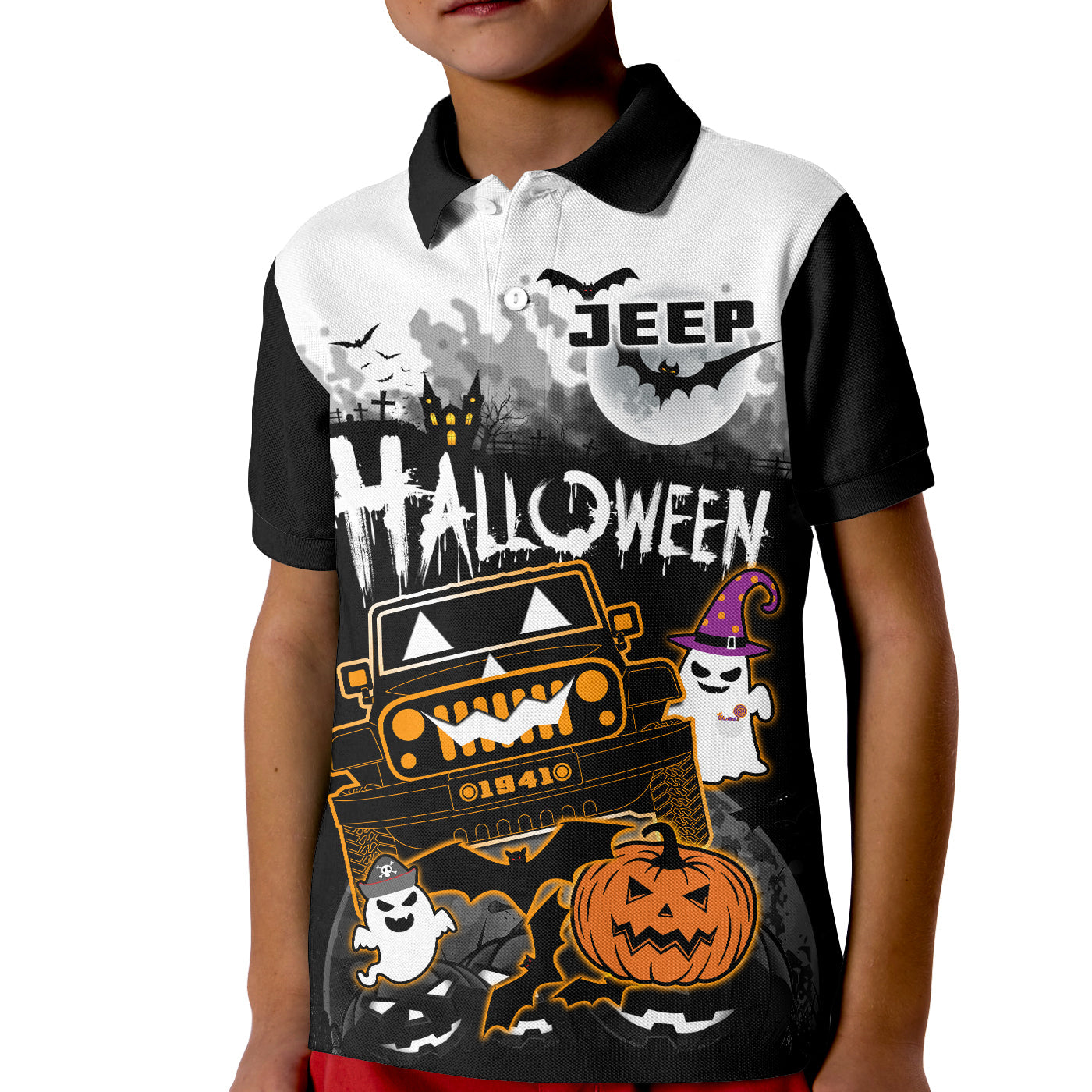 jeep-1941-polo-shirt-halloween-pumpkin-ghost