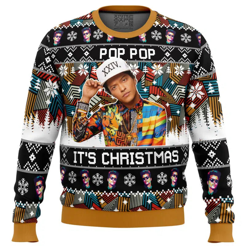 Pop Pop It’s Christmas Bruno Mars Ugly Christmas Sweater