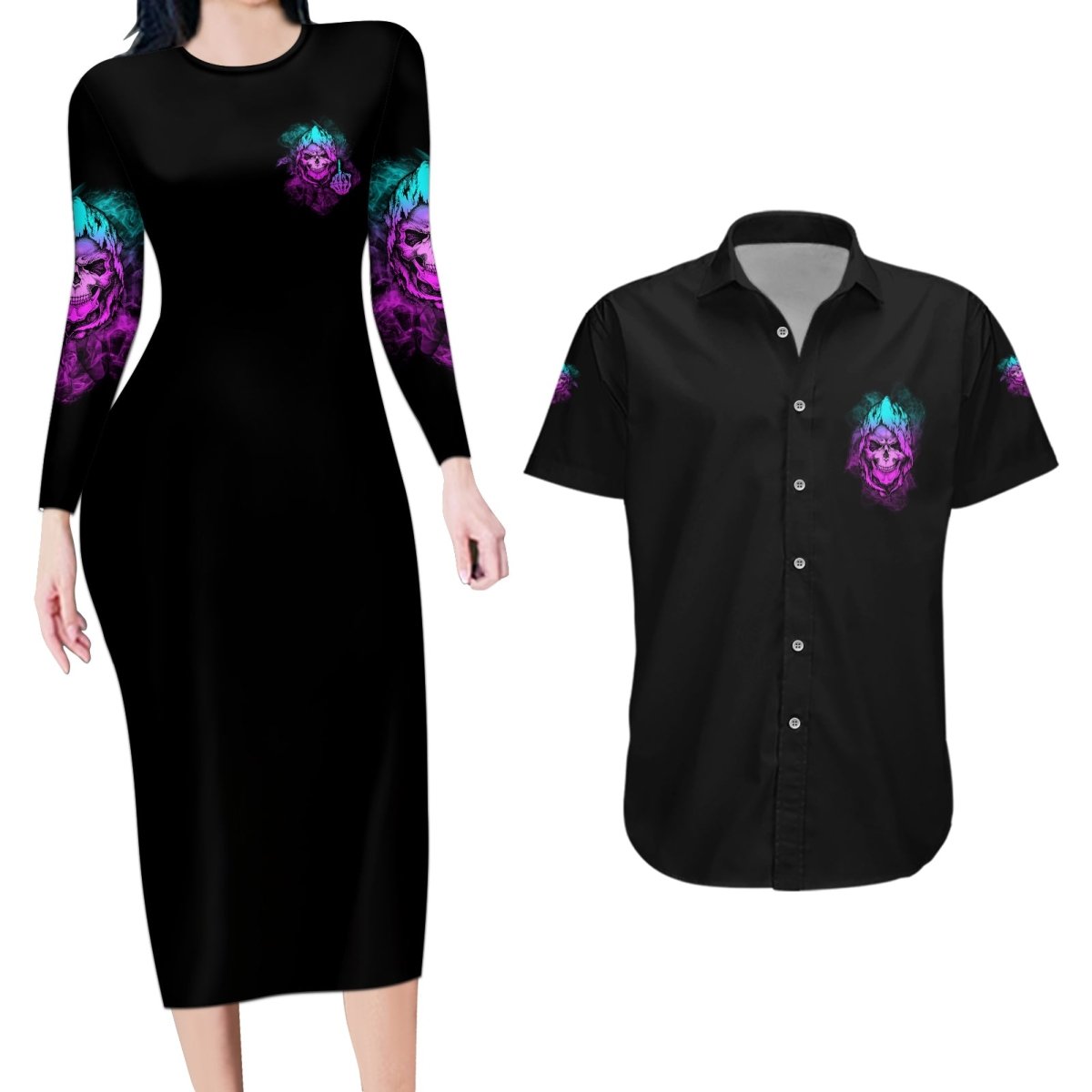 A Good Place To Put Your Opinions Couples Matching Long Sleeve Bodycon Dress and Hawaiian Shirt TS04 - The Mazicc - S - S - Multicolor