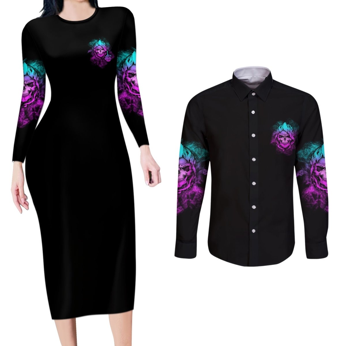 A Good Place To Put Your Opinions Couples Matching Long Sleeve Bodycon Dress and Long Sleeve Button Shirt TS04 - The Mazicc - S - S - Multicolor