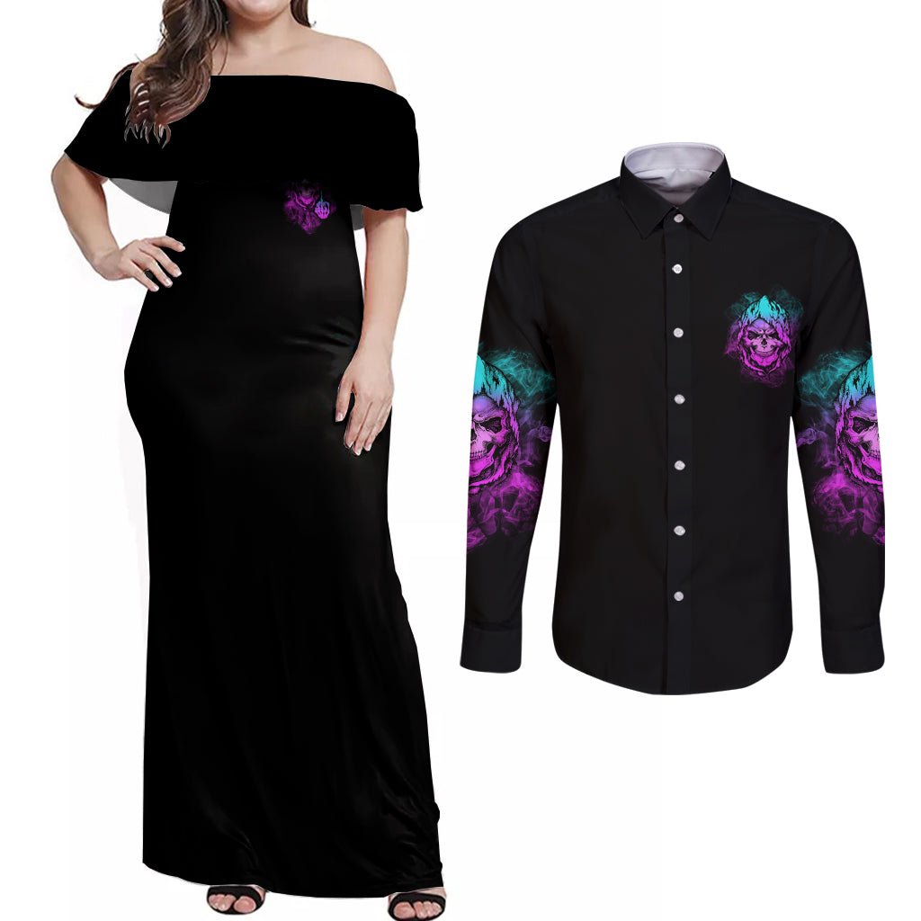 A Good Place To Put Your Opinions Couples Matching Off Shoulder Maxi Dress and Long Sleeve Button Shirt TS04 - The Mazicc - S - S - Multicolor