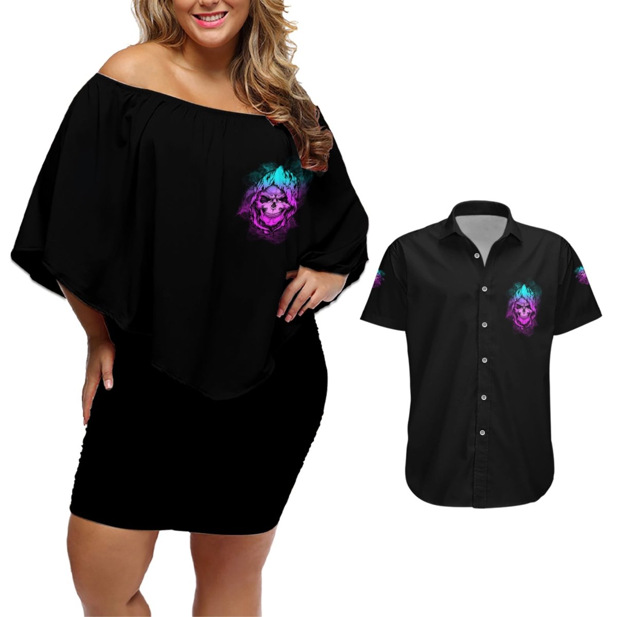 A Good Place To Put Your Opinions Couples Matching Off Shoulder Short Dress and Hawaiian Shirt TS04 - The Mazicc - S - S - Multicolor