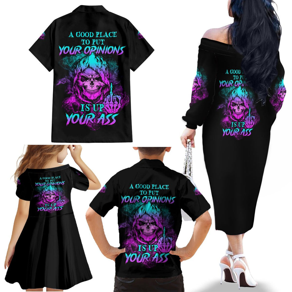 A Good Place To Put Your Opinions Family Matching Off Shoulder Long Sleeve Dress and Hawaiian Shirt TS04 - The Mazicc - Dad's Shirt - Short Sleeve - S - Multicolor