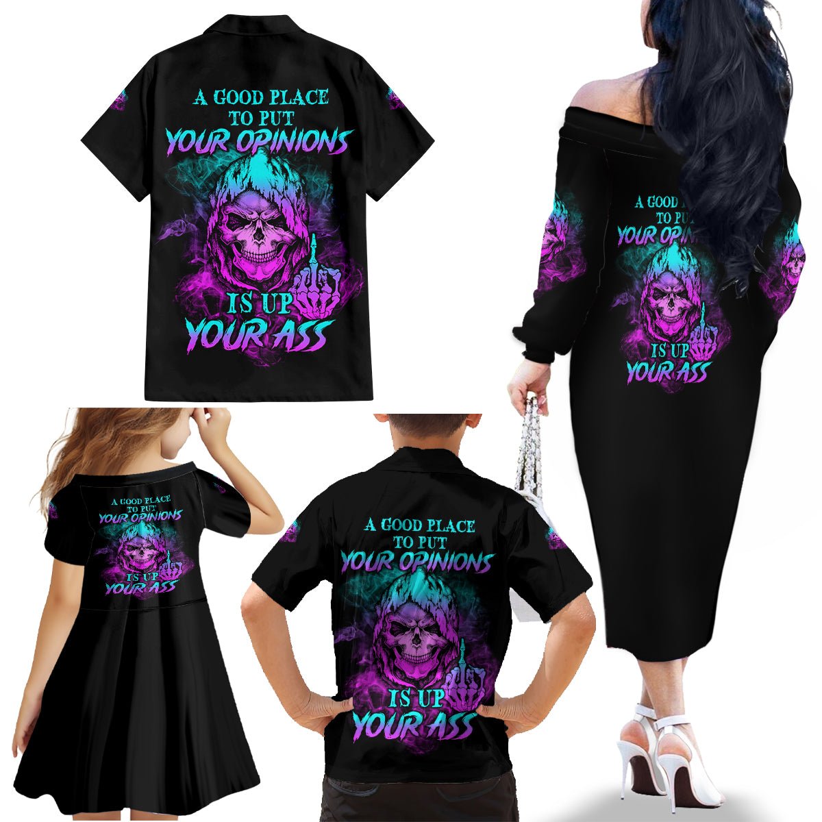 A Good Place To Put Your Opinions Family Matching Off Shoulder Long Sleeve Dress and Hawaiian Shirt TS04 - The Mazicc - Dad's Shirt - Short Sleeve - S - Multicolor