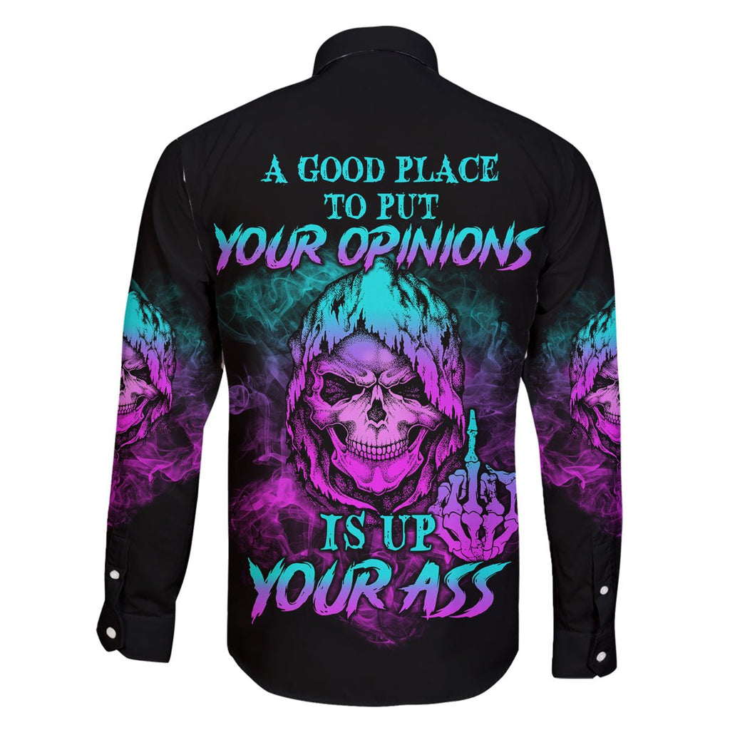 A Good Place To Put Your Opinions Family Matching Off Shoulder Long Sleeve Dress and Hawaiian Shirt TS04 - The Mazicc - Dad's Shirt - Long Sleeve - S - Multicolor