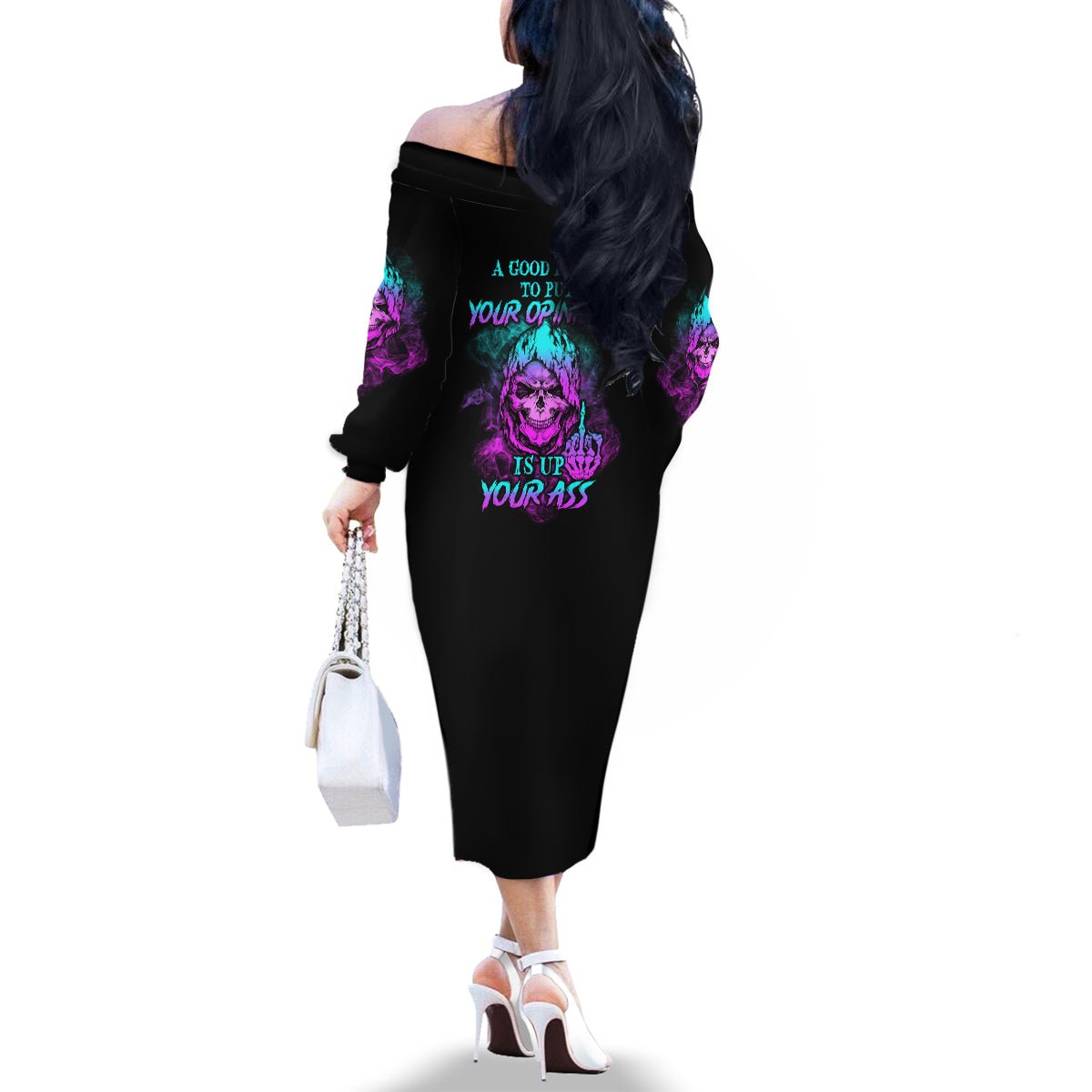 A Good Place To Put Your Opinions Family Matching Off Shoulder Long Sleeve Dress and Hawaiian Shirt TS04 - The Mazicc - Mom's Dress - S - Multicolor
