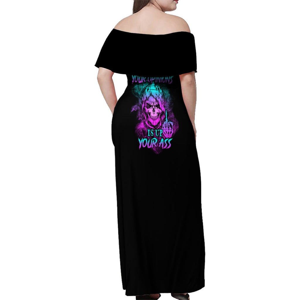 A Good Place To Put Your Opinions Family Matching Off Shoulder Maxi Dress and Hawaiian Shirt TS04 - The Mazicc - Mom's Dress - S - Multicolor