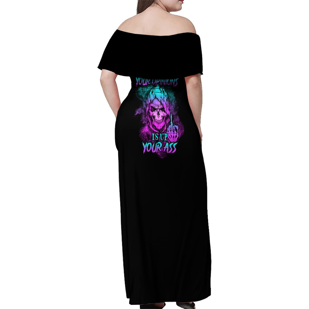 A Good Place To Put Your Opinions Family Matching Off Shoulder Maxi Dress and Hawaiian Shirt TS04 - The Mazicc - Mom's Dress - S - Multicolor