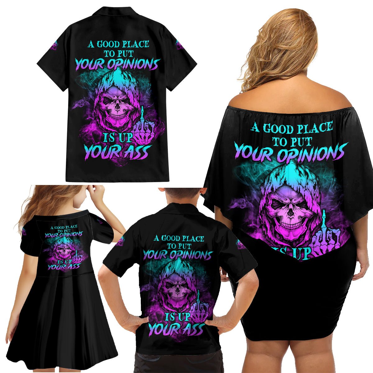 A Good Place To Put Your Opinions Family Matching Off Shoulder Short Dress and Hawaiian Shirt TS04 - The Mazicc - Dad's Shirt - Short Sleeve - S - Multicolor