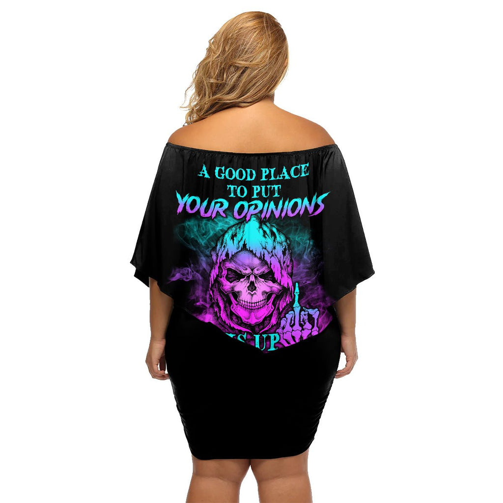 A Good Place To Put Your Opinions Family Matching Off Shoulder Short Dress and Hawaiian Shirt TS04 - The Mazicc - Mom's Dress - S - Multicolor