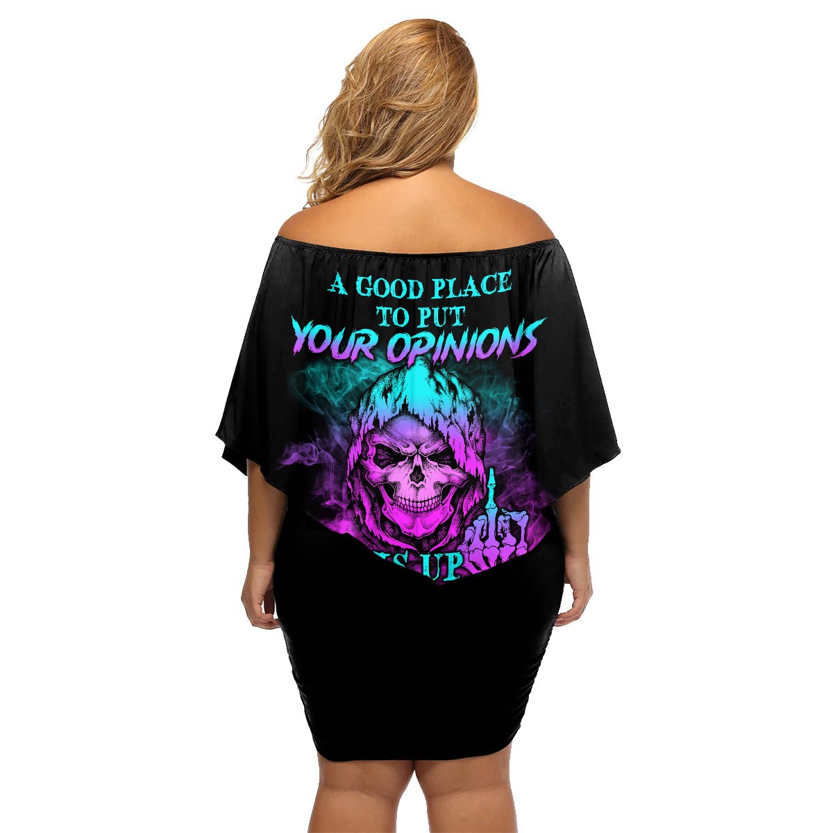 A Good Place To Put Your Opinions Family Matching Off Shoulder Short Dress and Hawaiian Shirt TS04 - The Mazicc - Mom's Dress - S - Multicolor