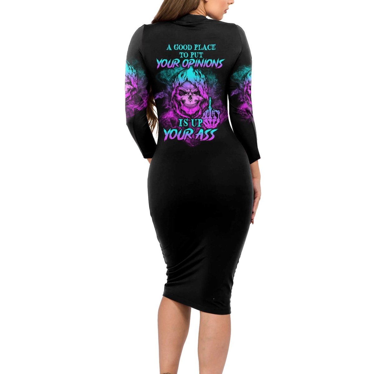 A Good Place To Put Your Opinions Long Sleeve Bodycon Dress TS04 - The Mazicc - Long Dress - S - Multicolor