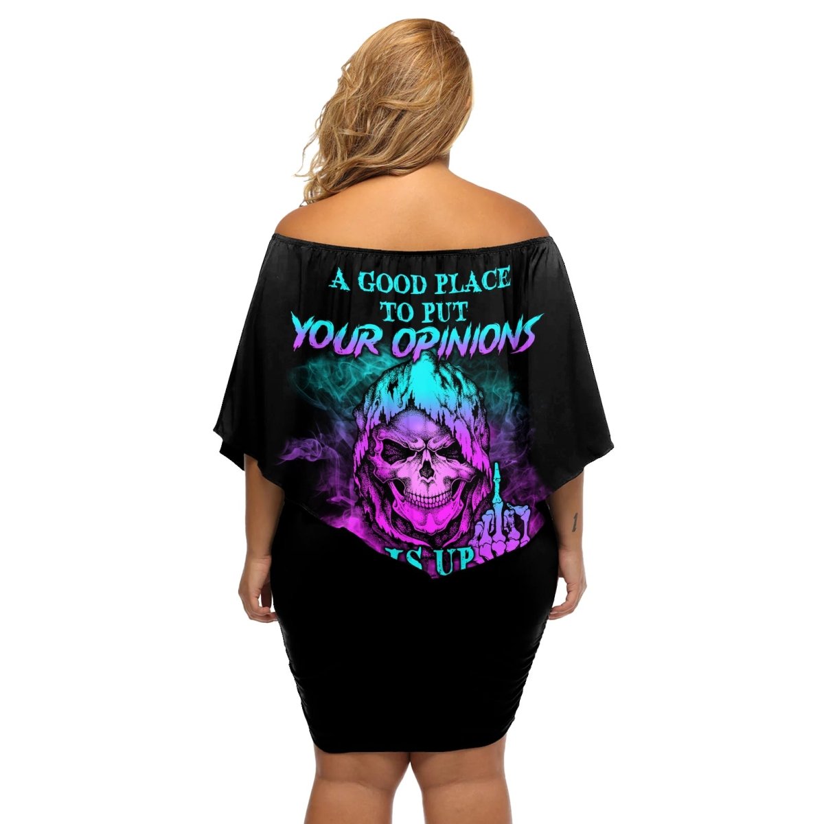 A Good Place To Put Your Opinions Off Shoulder Short Dress TS04 - The Mazicc - Women - S - Multicolor