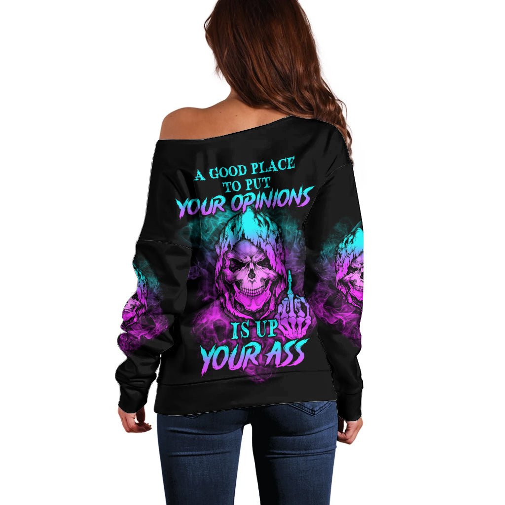 A Good Place To Put Your Opinions Off Shoulder Sweater TS04 - The Mazicc - Women - 2XS - Multicolor
