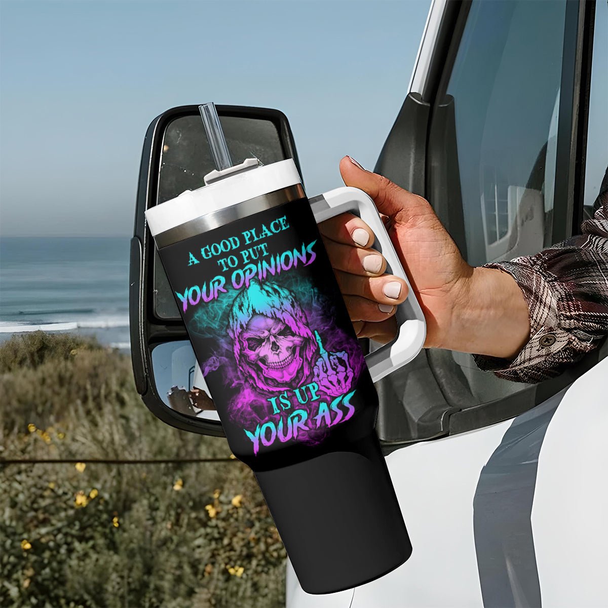 A Good Place To Put Your Opinions Tumbler With Handle TS04 - The Mazicc - One Size: 40 oz - Multicolor -
