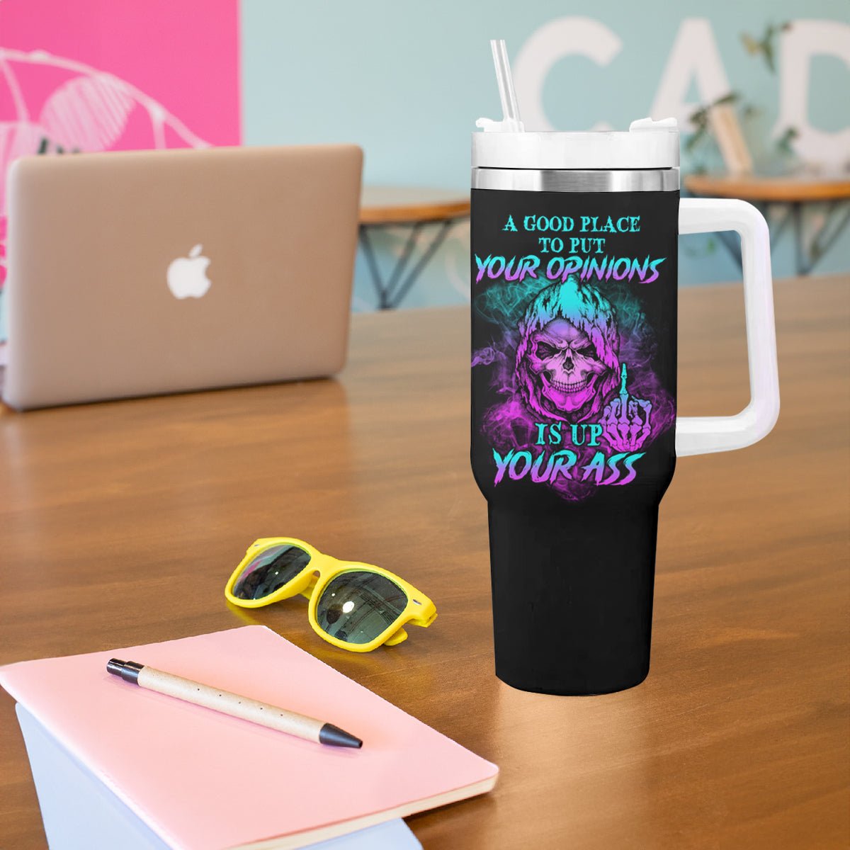 A Good Place To Put Your Opinions Tumbler With Handle TS04 - The Mazicc - One Size: 40 oz - Multicolor -