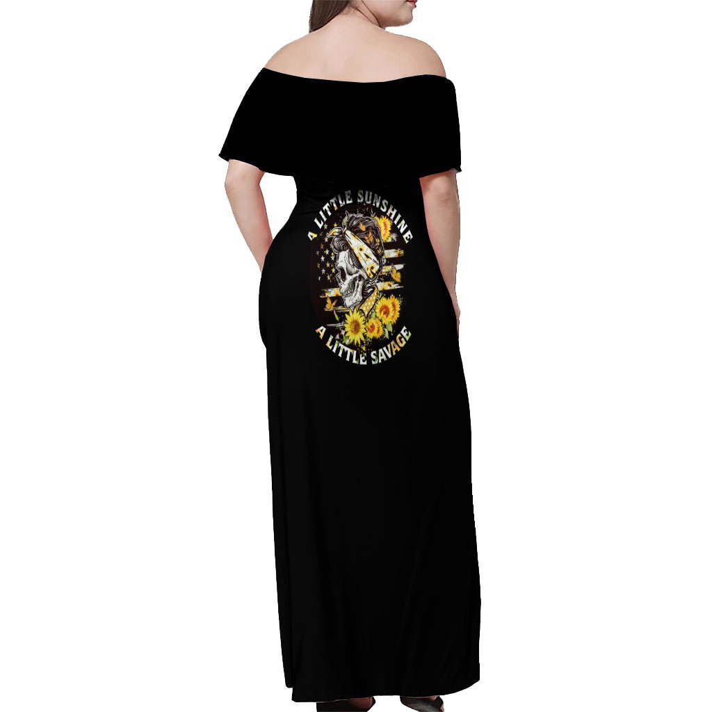 A Little Sunshine A Little Savage Skull Off Shoulder Maxi Dress TS04 - The Mazicc - Women - S - Multicolor