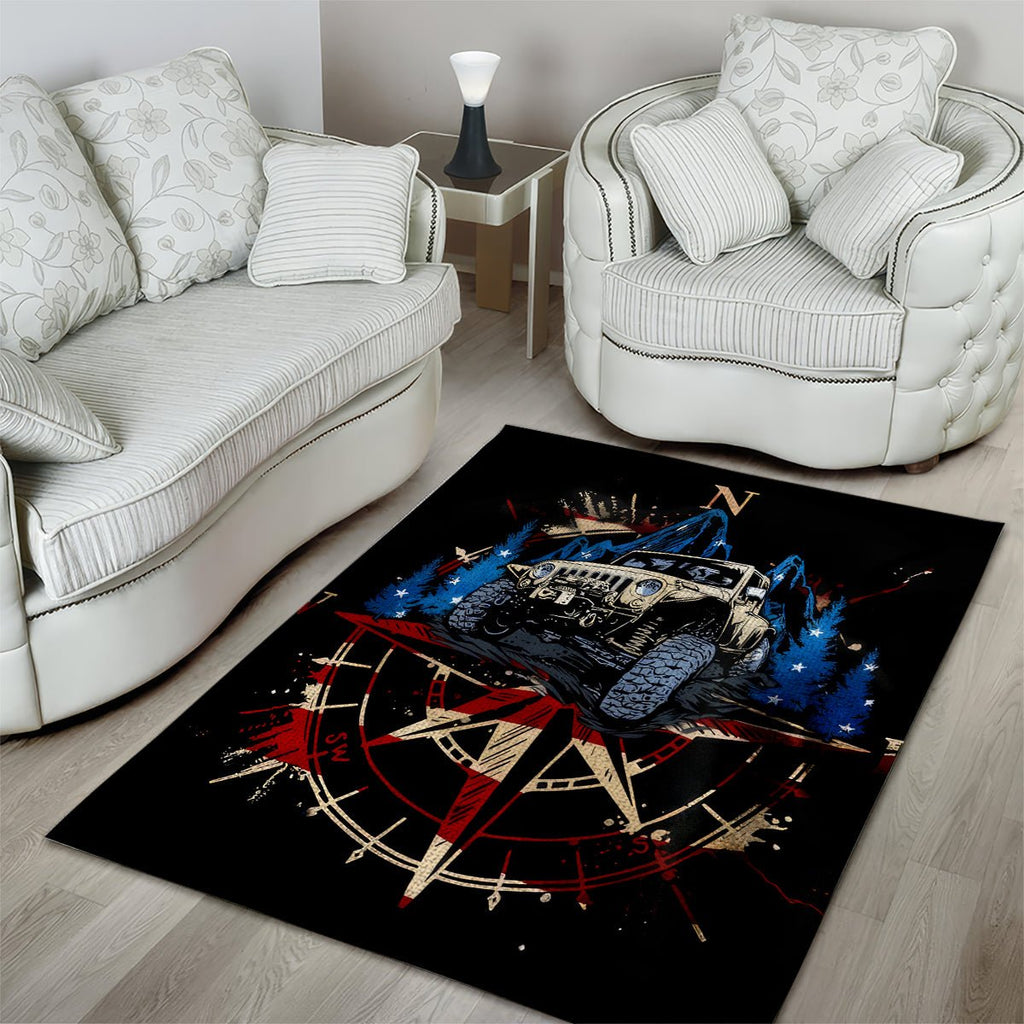 Adventure Jeep Area Rug Compass Jeep Life DT01 - The Mazicc - S - 36 x 60 inches - Black