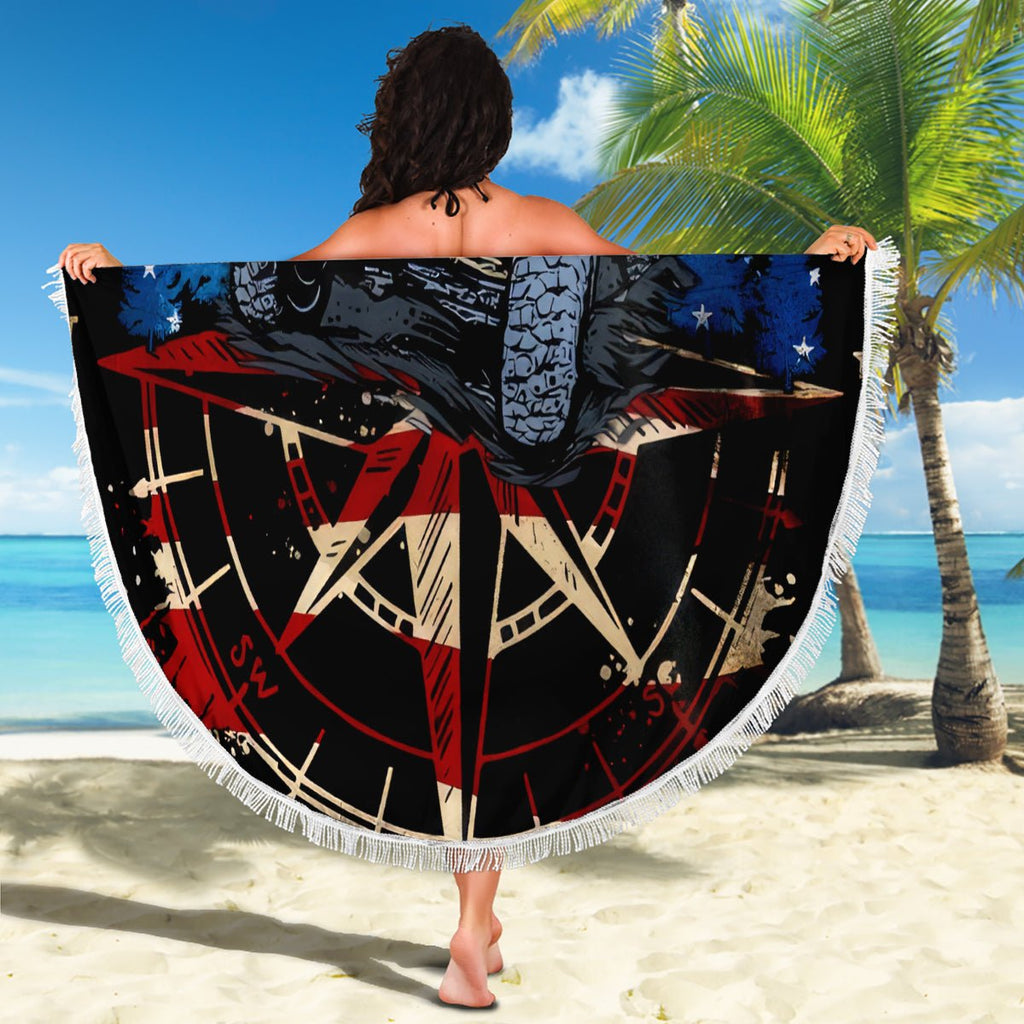 Adventure Jeep Beach Blanket Compass Jeep Life DT01 - The Mazicc - One Size - 150cm - Black