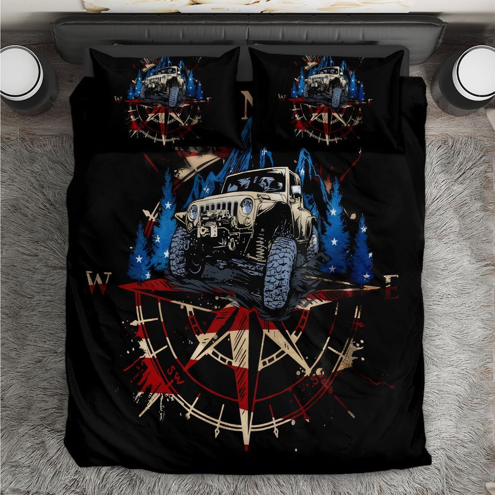 Adventure Jeep Bedding Set Compass Jeep Life DT01 - The Mazicc - US Twin - 172cm x 218cm - Black